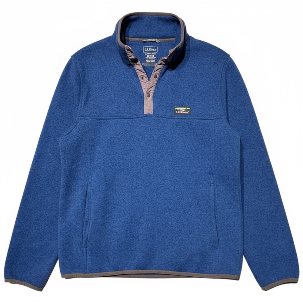L.L.Bean Quarter Snap Pullover Fleece Men’s Blue Outdoor Sweater Size M